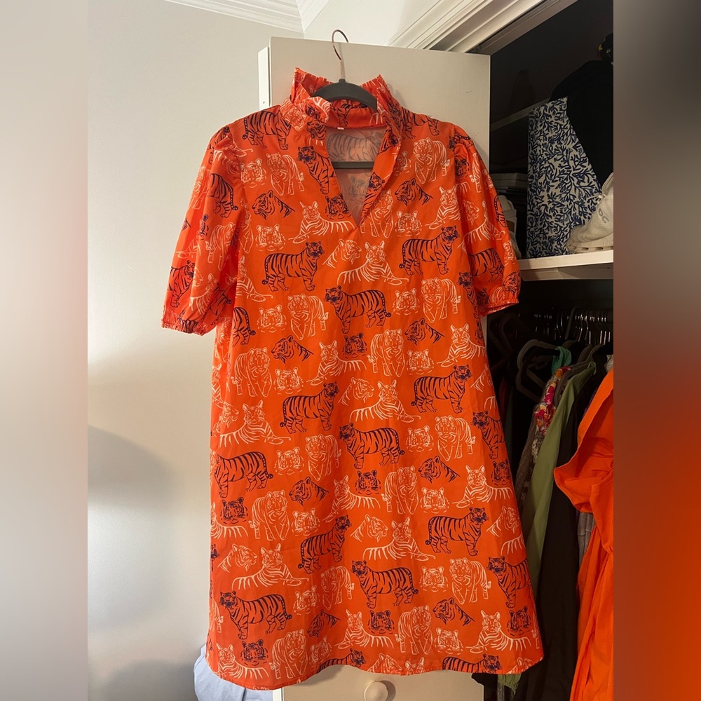 Gameday Orange Dress with Tiger Pattern!